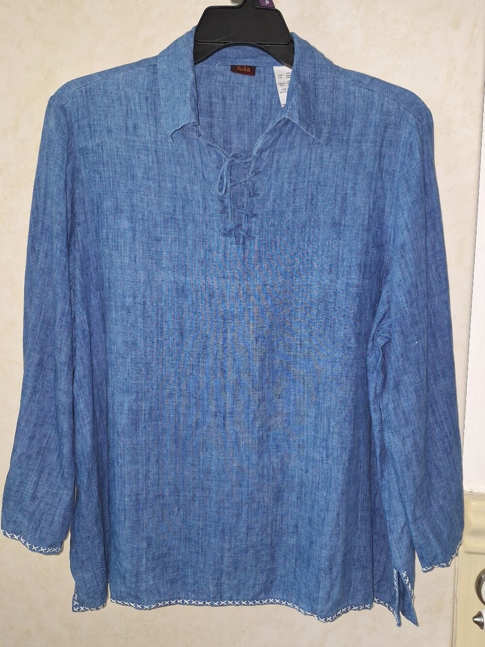 Noka XXL Linen Tunic Top Blue